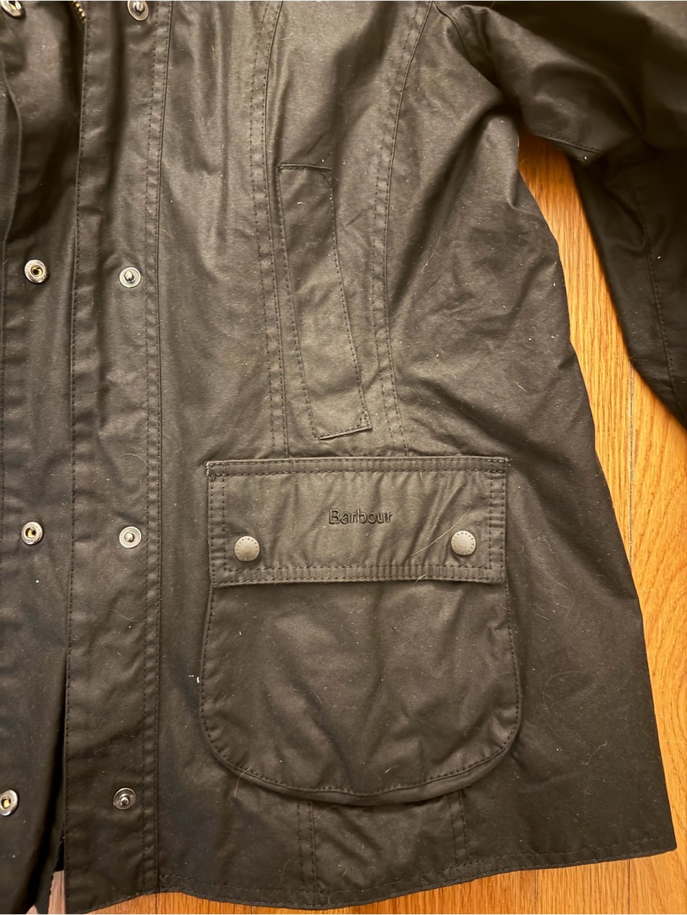 Black Barbour Beadnell Waxed Jacket and Hood, Women’s US 8 - Picture 4 of 9